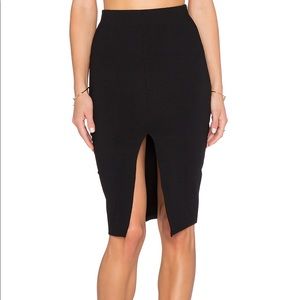 Donna Mizani Front Slit Midi Skirt, Black, XS